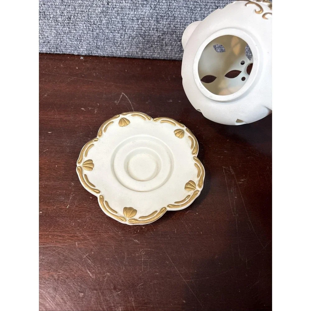 Partylite~Teapot~Tealight Candle Holder TEA TIME Luminary P7301 Porcelain Bisque
